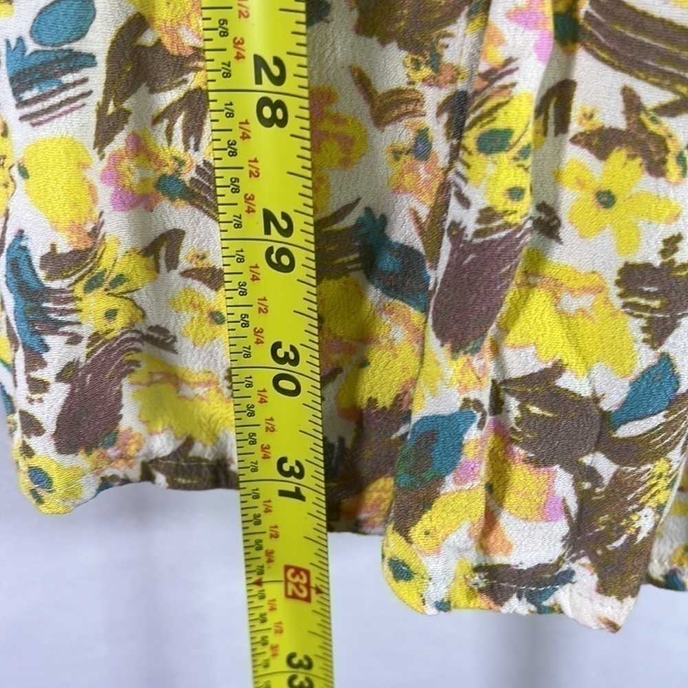 FREE PEOPLE  Forget Me Not V Neck Floral Lined Ruched Sleeve Mini Dress 4 - Picture 5 of 5